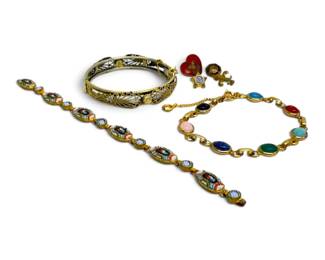 Vintage Scarab  Micro Mosaic Bracelet  More