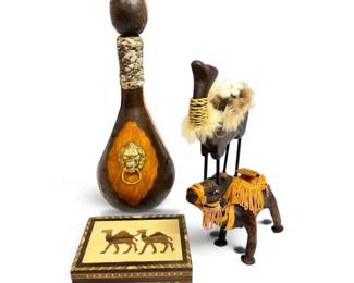 Vintage MCM Leather Wrapped Decanter  Camel Decor