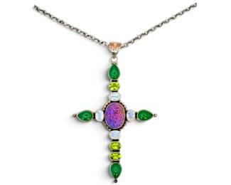 Large Sterling Silver Cross Necklace By Nicky Butler 27g