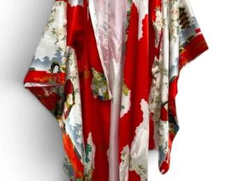Red Kimono w Printed Design Shanghai SoHo