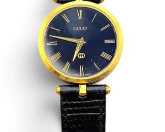 Gucci Black  GoldToned Quartz Watch w COA