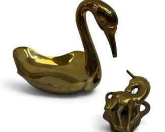 Brass Swan Trinket Dish  Unicorn Clip