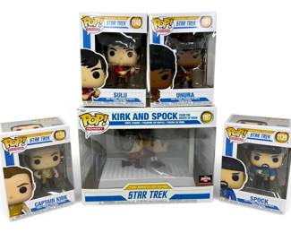 Star Trek Funko Pop Figures Captain Kirk, Spock, Sulu, Uhura