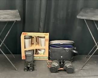 Binoculars, Mugs, Portable Tables