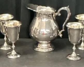 Silverplated Goblets Pitcher