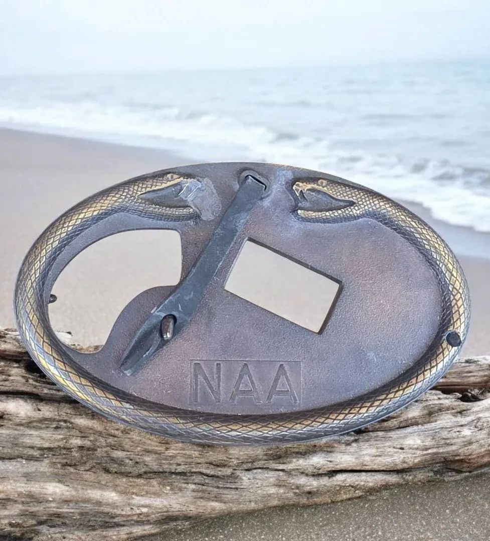 Rare Vintage North American Arms NAA Brass 2 Headed Snake Belt Buckle Holds Mini Revolver