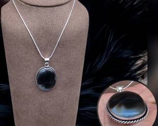 Banded Black Onyx Pendant Necklace