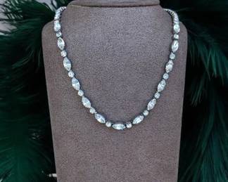 Vintage WEISS Signed Rhinestone Necklace Clear Crystal Silver Tone 1950s