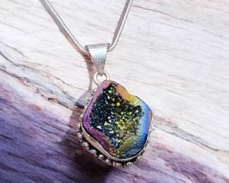 Titanium Druzy Pendant Necklace