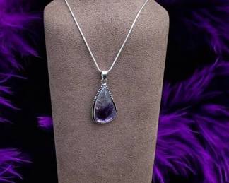 Banded Amethyst Pendant Necklace