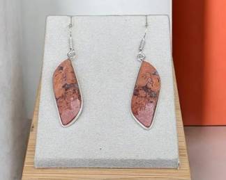 Red Rainbow Jasper Earrings