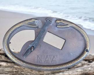 Rare Vintage North American Arms NAA Brass 2 Headed Snake Belt Buckle  Holds Mini Revolver