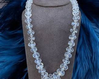 Vintage Art Deco Crystal Faceted Disc Bead Necklace