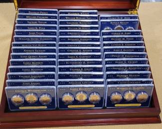 Presidental coin collection: includes one Philadelphia, won Denver uncirculated coins, and one San Francisco proof un circulated coin for every president represented