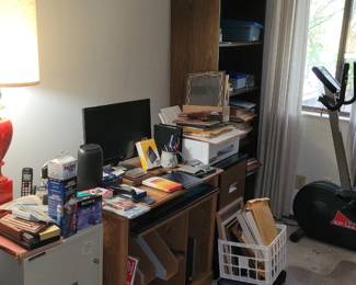 Office decor and supplies. Exercise bike