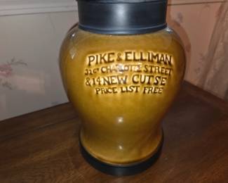 Pike & Elliman vintage tobacco jar made into a lamp