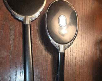 Vintage mirror, brush set