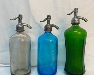 Colored glass seltzer bottles