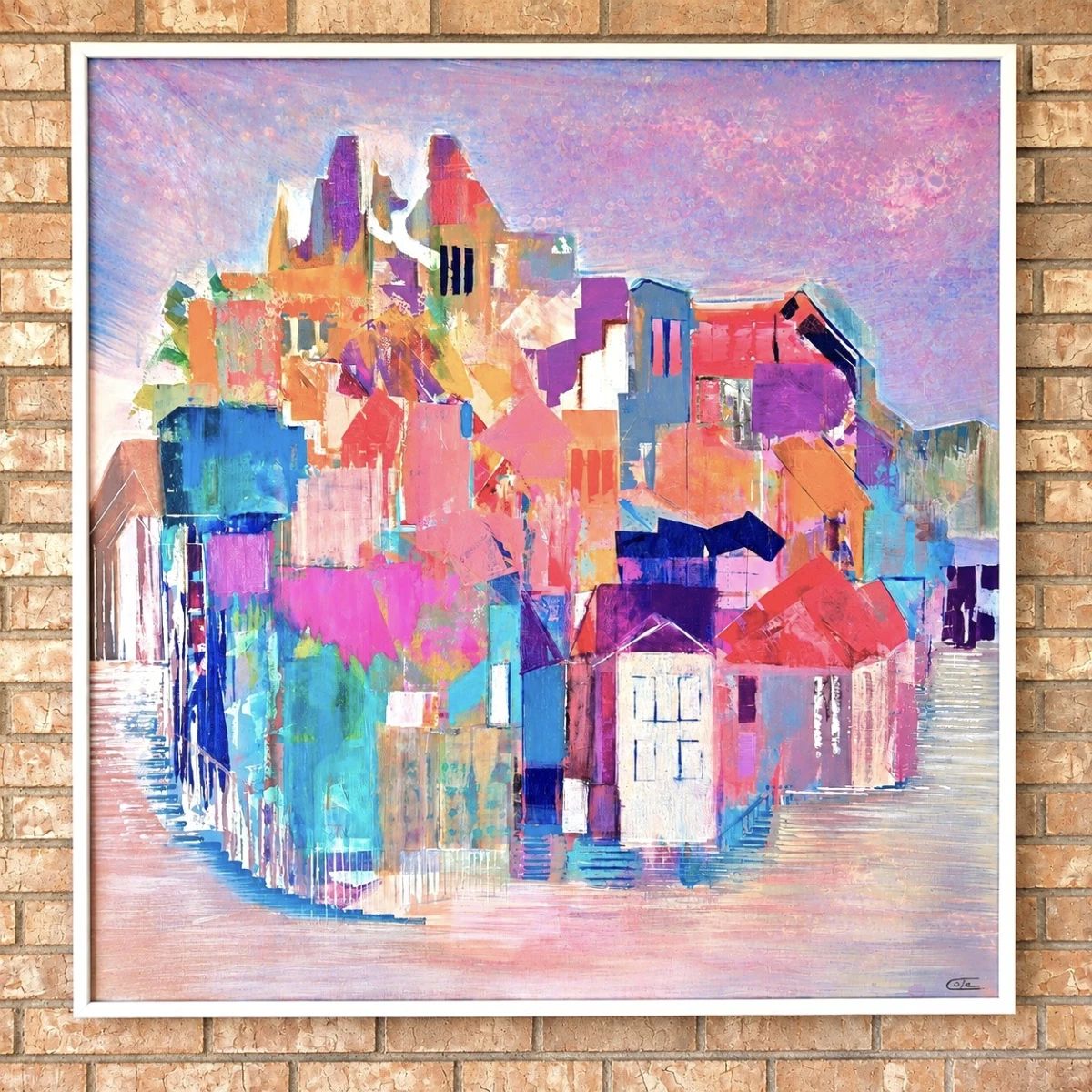 Carolyn Cole “Top of the Town” Original Acrylic on Canvas, 1992 – 40" x 40" - Signed Abstract Art