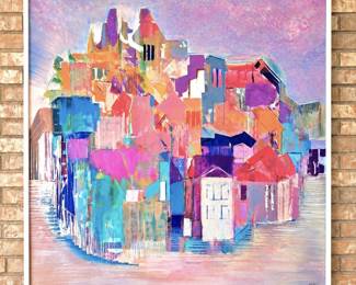 Carolyn Cole “Top of the Town” Original Acrylic on Canvas, 1992 – 40" x 40" - Signed Abstract Art