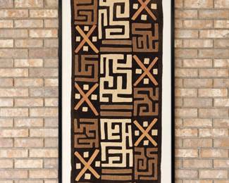 Room & Board African Kuba Cloth Textile – 60.5" Framed - Large Boho Wall Art with Plexiglass