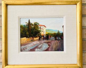Kim English “Trevi, Italy” Original Oil on Canvas – Small 17" x 15" Framed - Artwork - Wall Art