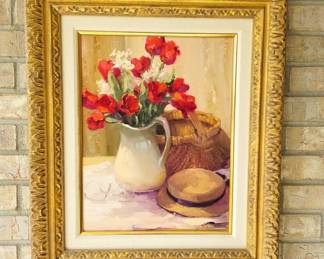 -Marilyn Yanke “Announcement of Spring” Signed Original Oil on Canvas, 1992 – Saks Galleries - Floral Still Life Art