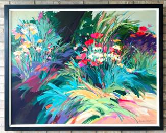 Mary Jane Schmidt “Poppies” Original Acrylic on Canvas – HUGE 49" x 39" – Signed Abstract Floral Art