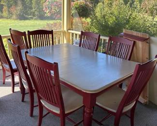 497 paintedtwotonewooddiningtableandc