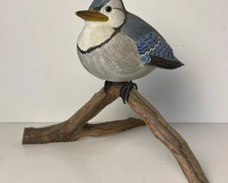 104 handcarvedbluejaybirdsculpture