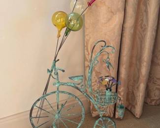 363 signedmetalbicyclesculpturewithglas