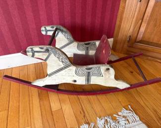 068 folkartstylepaintedwoodenrockingho