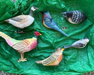 026 sixhandcarvedwoodenbirdornaments
