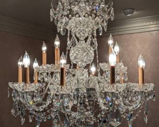Cut crystal 15-light two-tier chandelier - ships