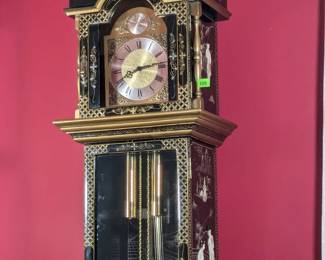 Chinoiserie lacquered tall case clock