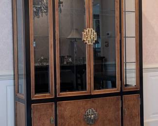 Century chinoiserie burl china cabinet