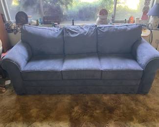 Klaussner Furniture Blue Upholstered Sofa Couch 86" - 36" deep $100