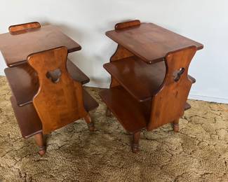 Set of 2 Vintage Baumritter Ethan Allen 3 Tier Maple Clover Side Table Mid Century $300 pair