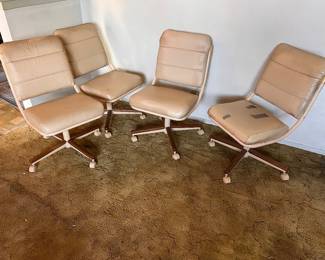 Vintage 1975 Chromcraft Swivel Rolling Dining Chairs Set of 4 Modern Mid Century MCM Rare $200