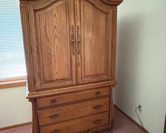 A.America Carved Wood Oak Cabinet