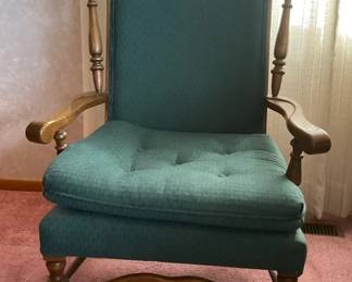 Vintage Green Teal Wooden Armchair