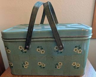 1930s Metal Picnic Basket