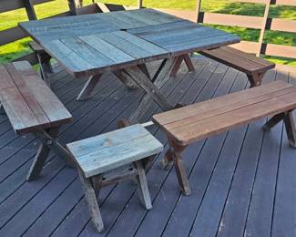 Red Wood Table Benches