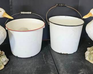 Enamel Pails Duck Lawn Ornaments