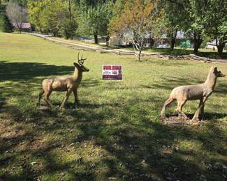Concrete deer statues 