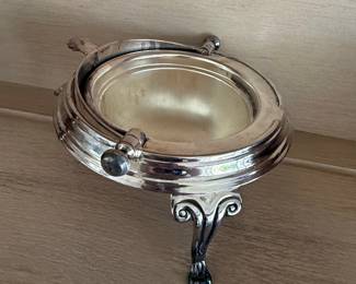 Vickers of Sheffield Silver Plated Revolving Butter Dish with Scrolled Feet