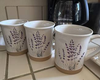 Lavender Pattern Stoneware Mugs