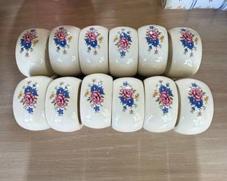 Set of 12 Floral Porcelain Napkin Rings