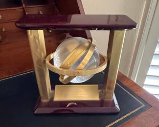 Vintage Crystal and Brass Gyroscopic Desk Award
