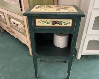 Hand-Painted Floral Accent Nightstand